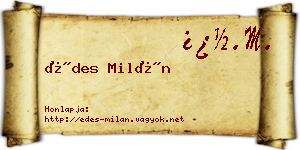 Édes Milán névjegykártya