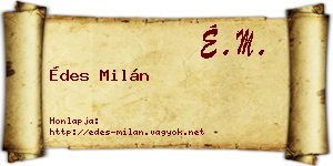 Édes Milán névjegykártya